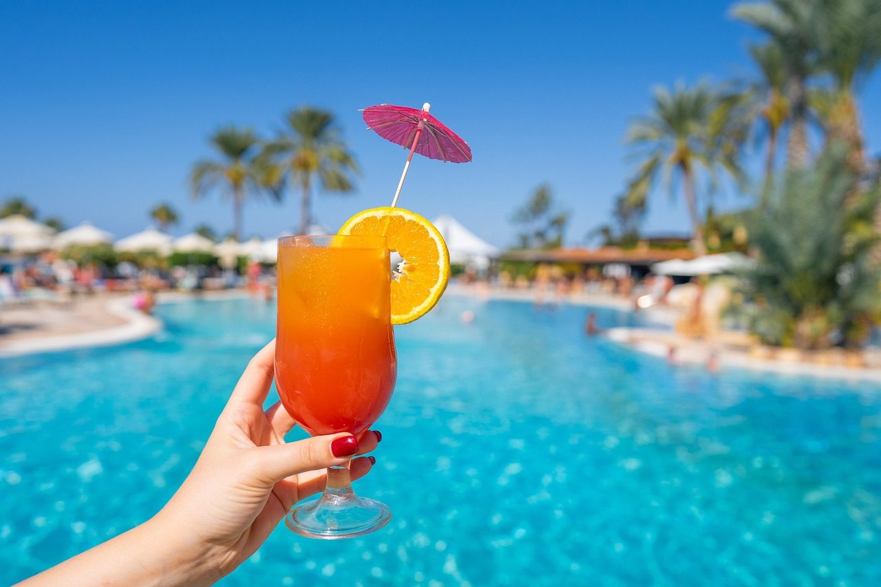 cocktail, swimming pool, resort, summer, vacation, nature, holiday, leisure